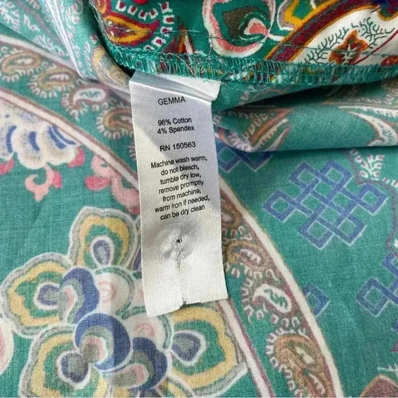 Hinson Wu Gemma Long Sleeve Teal Paisley Print Shirt Size S NWT - Picture 11 of 13